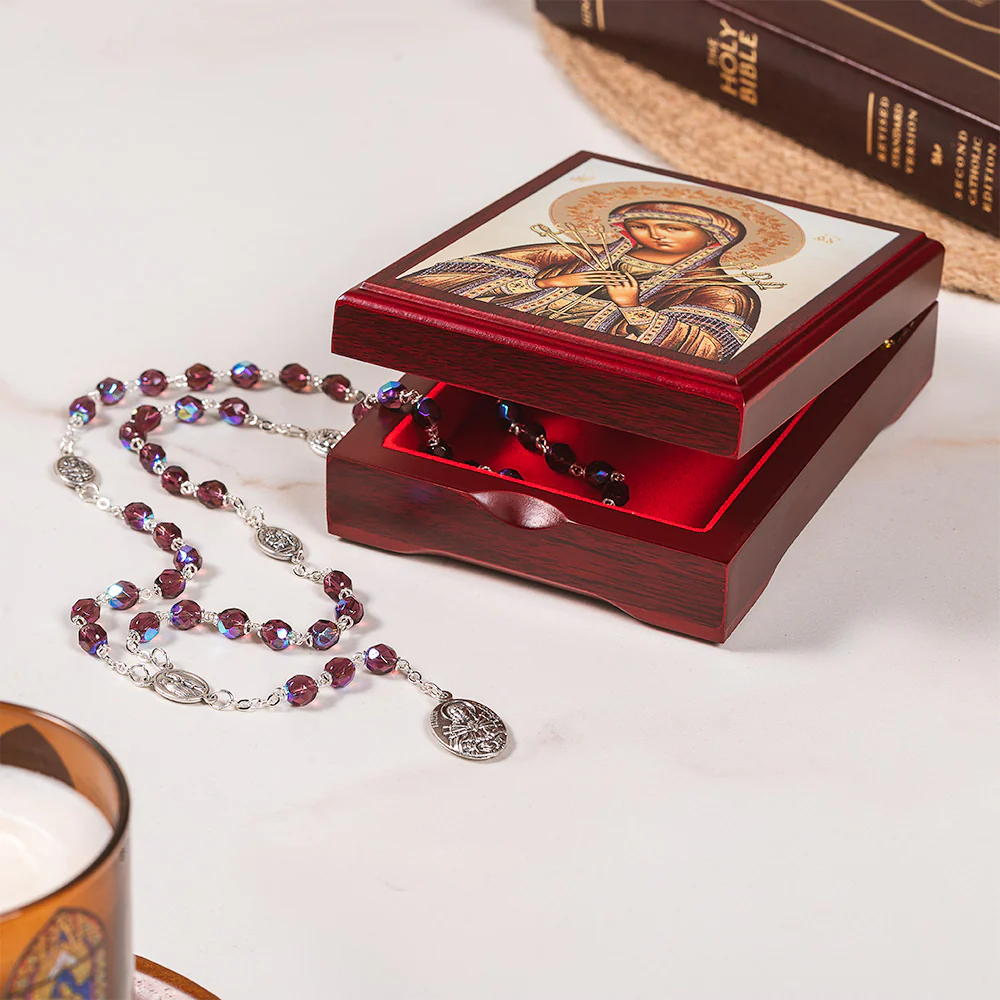 Our Lady of Sorrows Rosary Box & Seven Sorrows Chaplet Gift Set - Image 2