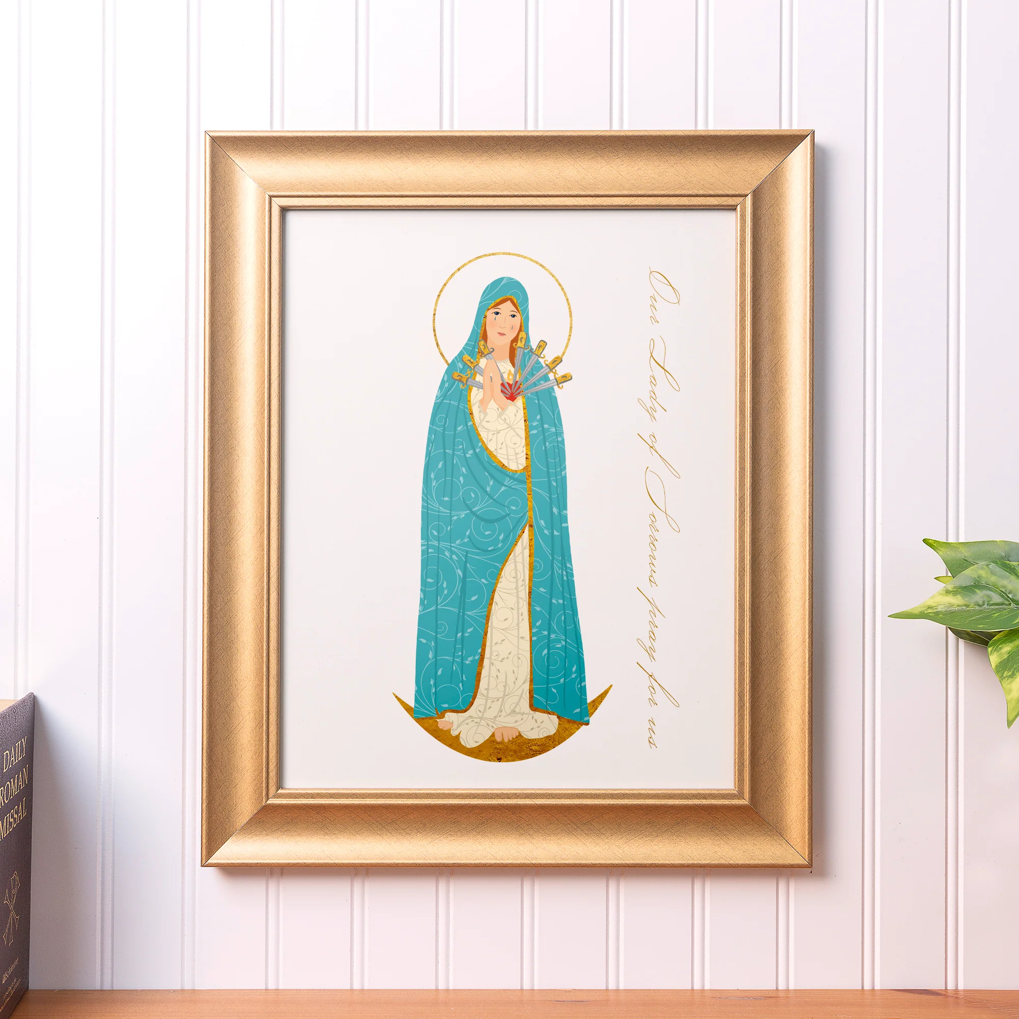Our Lady of Sorrows Toile Framed Art Print - 11" x 14"