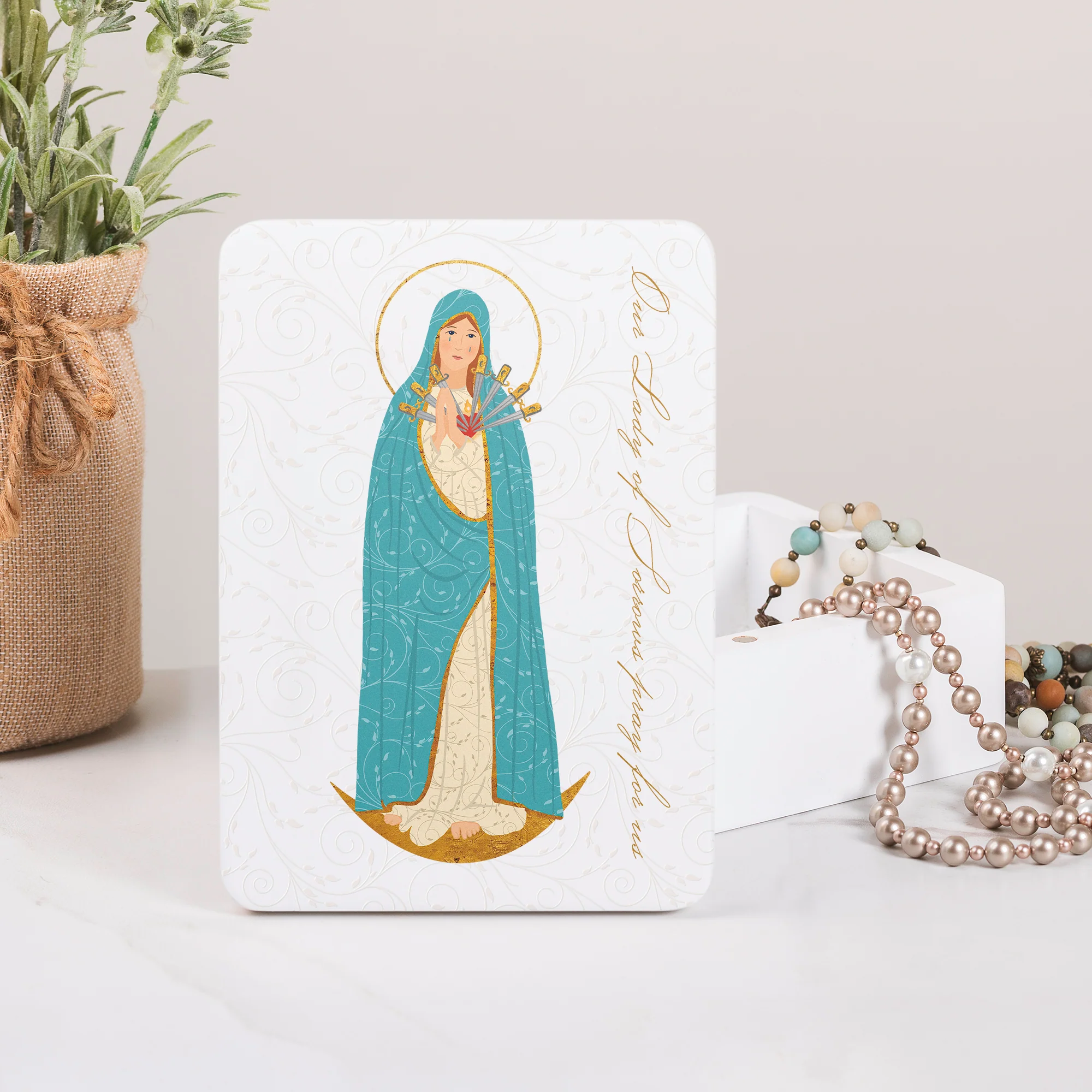 Our Lady of Sorrows Toile Rosary Keepsake Box - Image 2