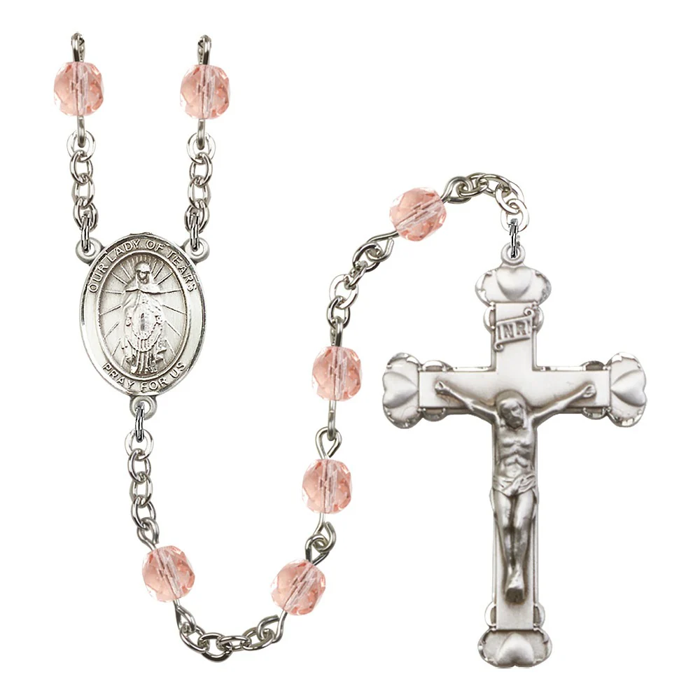 Our Lady Of Tears Pink October Rosary 6mm