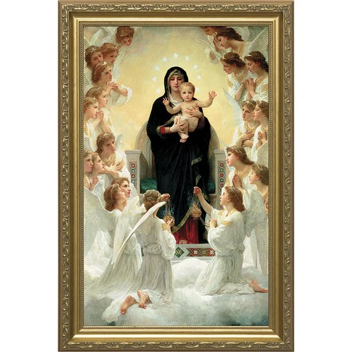 Our Lady of the Angels by Bouguereau in Museum Gold Frame - 14" x 22"