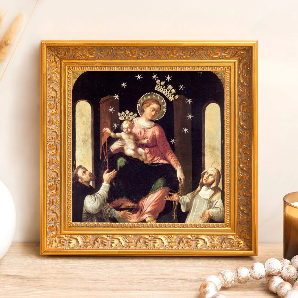 Our Lady of the Rosary of Pompei Framed Canvas - Sacred Mini Collection