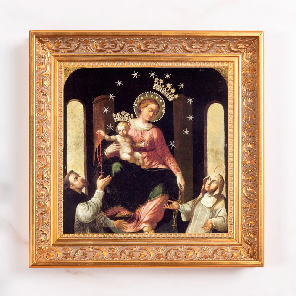 Our Lady of the Rosary of Pompei Framed Canvas - Sacred Mini Collection - Image 2