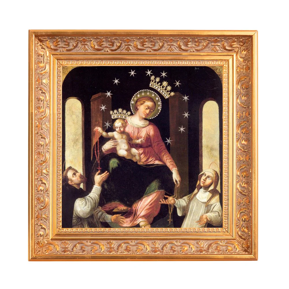Our Lady of the Rosary of Pompei Framed Canvas - Sacred Mini Collection - Image 3
