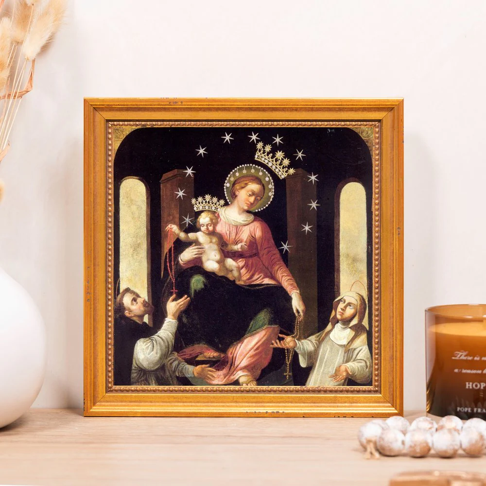 Our Lady of the Rosary of Pompei Framed Canvas - Sacred Mini Collection - Image 5