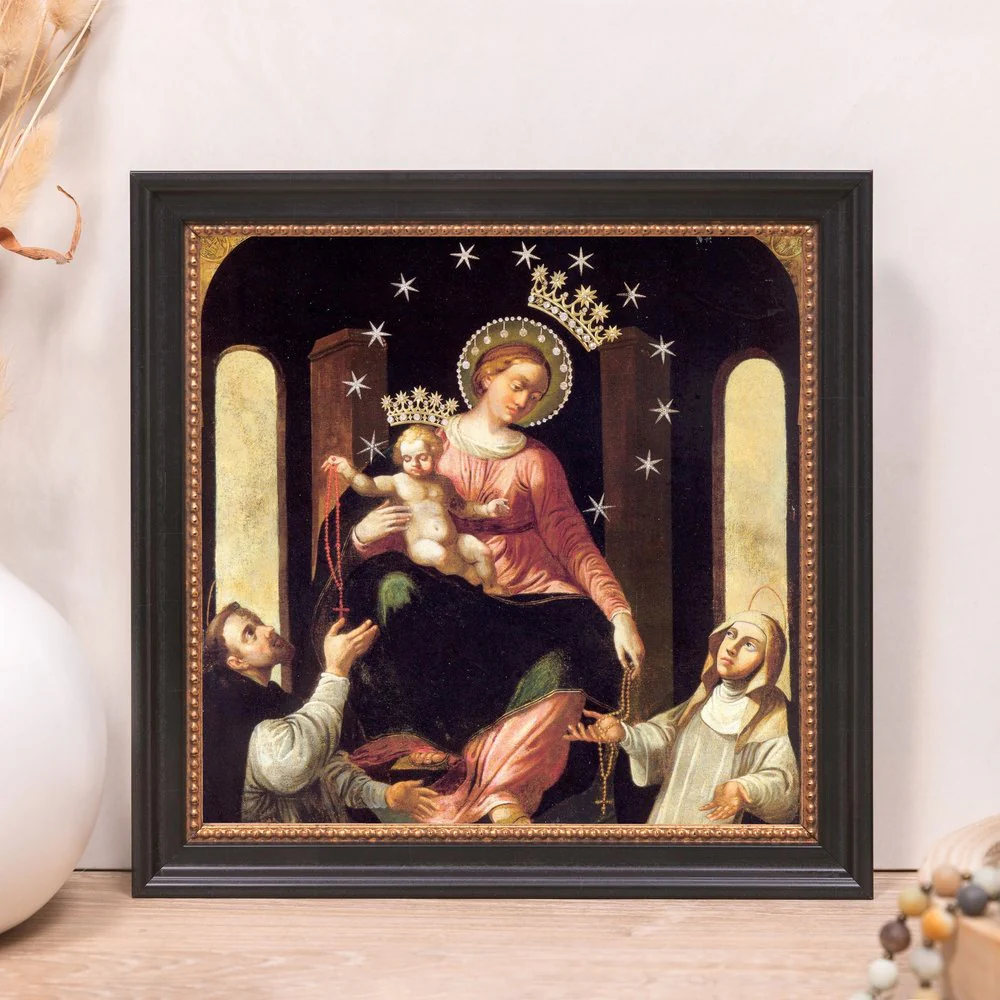 Our Lady of the Rosary of Pompei Framed Canvas - Sacred Mini Collection - Image 9