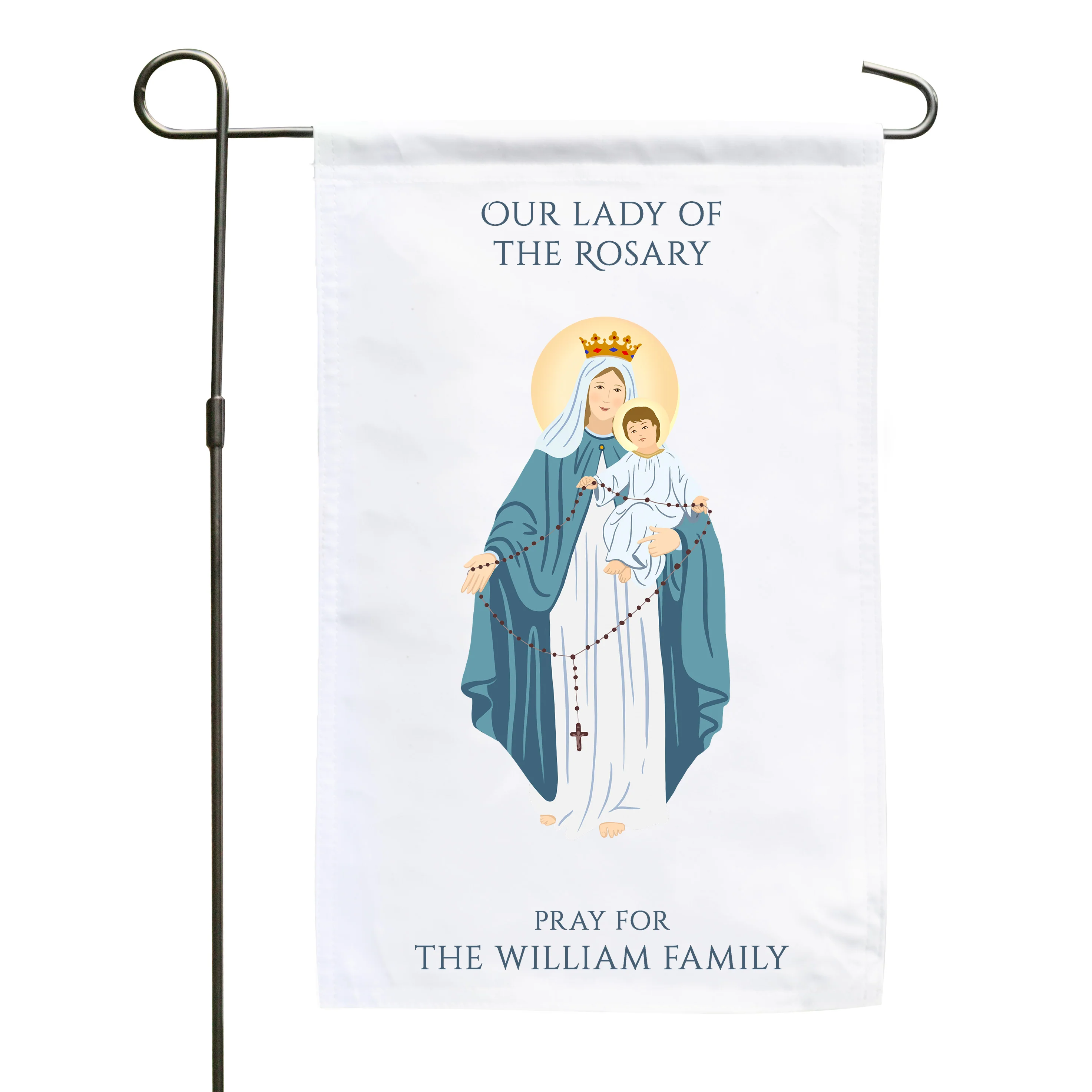 Our Lady of the Rosary Personalized Garden Flag - Image 2