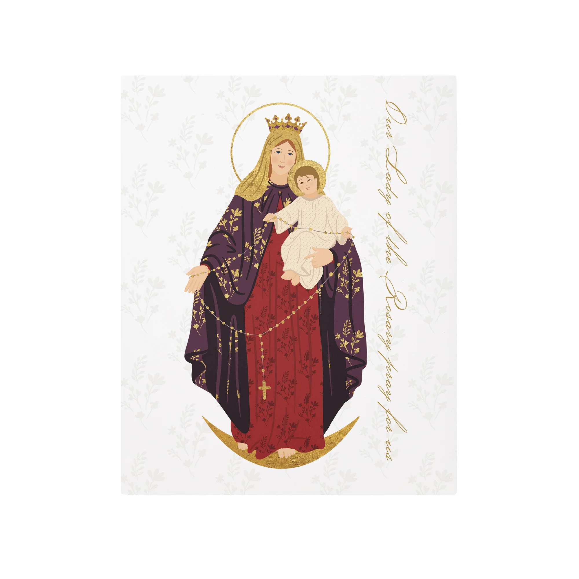 Our Lady of the Rosary Toile Art Plaque - 8" x 10" - Image 2