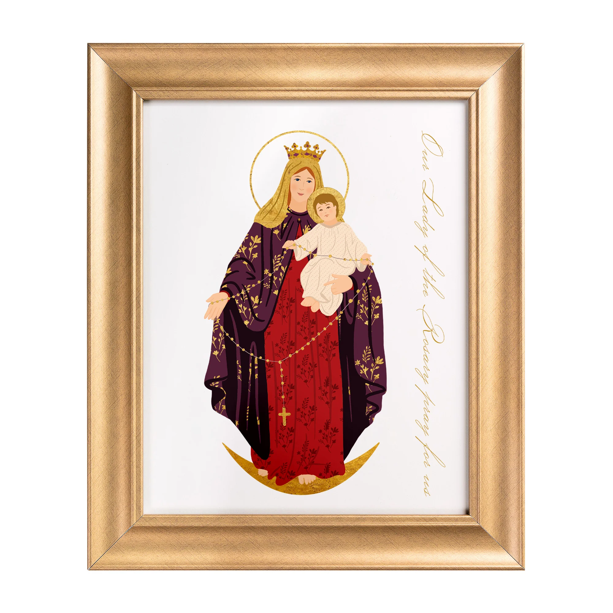 Our Lady of the Rosary Toile Framed Art Print - 11" x 14" - Image 2