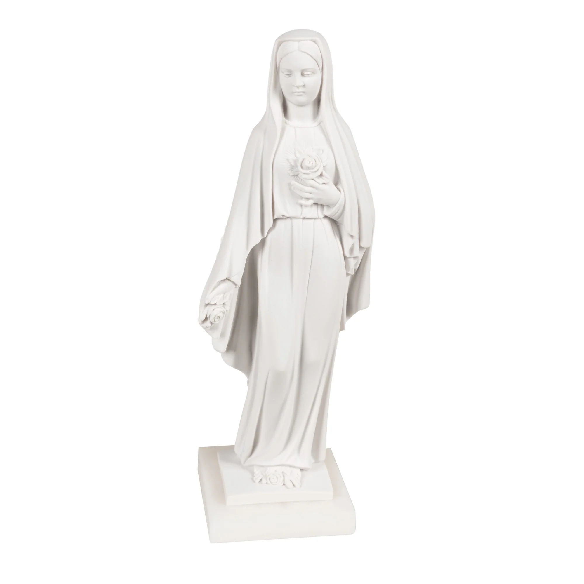 Our Lady of the Roses Italian Alabaster Statue - 10" - Image 2
