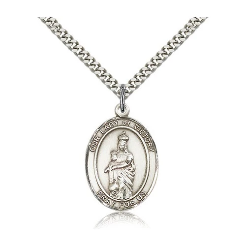 Our Lady of Victory Pendant with Chain, Bliss, Sterling Silver