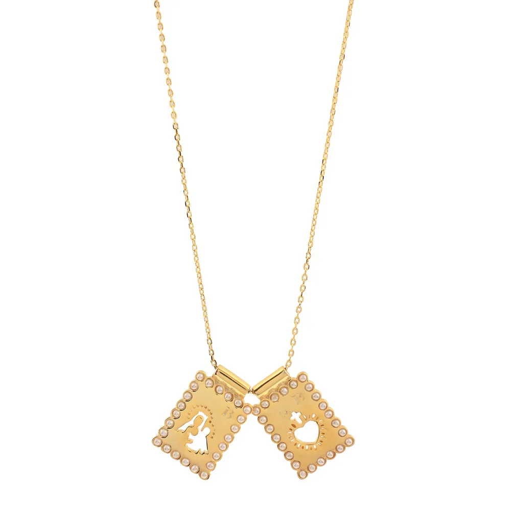Our Lady & Sacred Heart Pearl Scapular Necklace