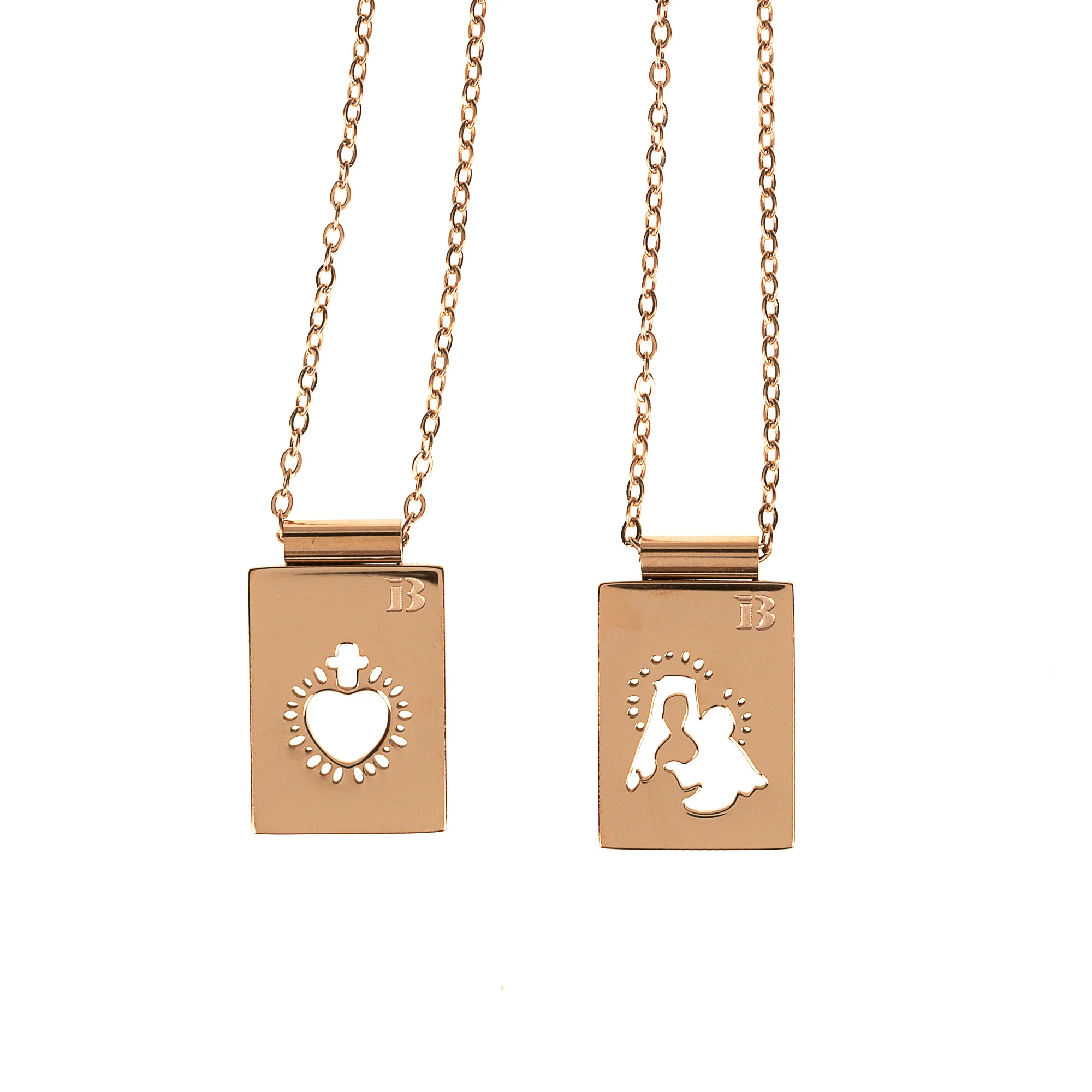 Our Lady & Sacred Heart Rose Gold Scapular Necklace - Image 2