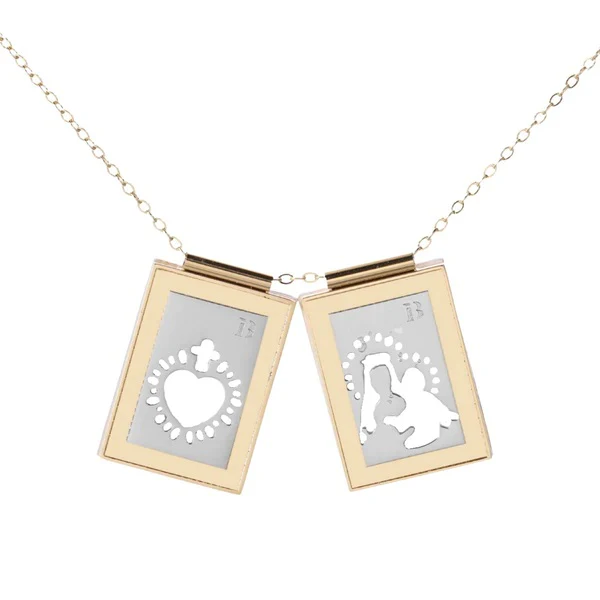 Our Lady & Sacred Heart Sterling & Gold Scapular Necklace - Image 3