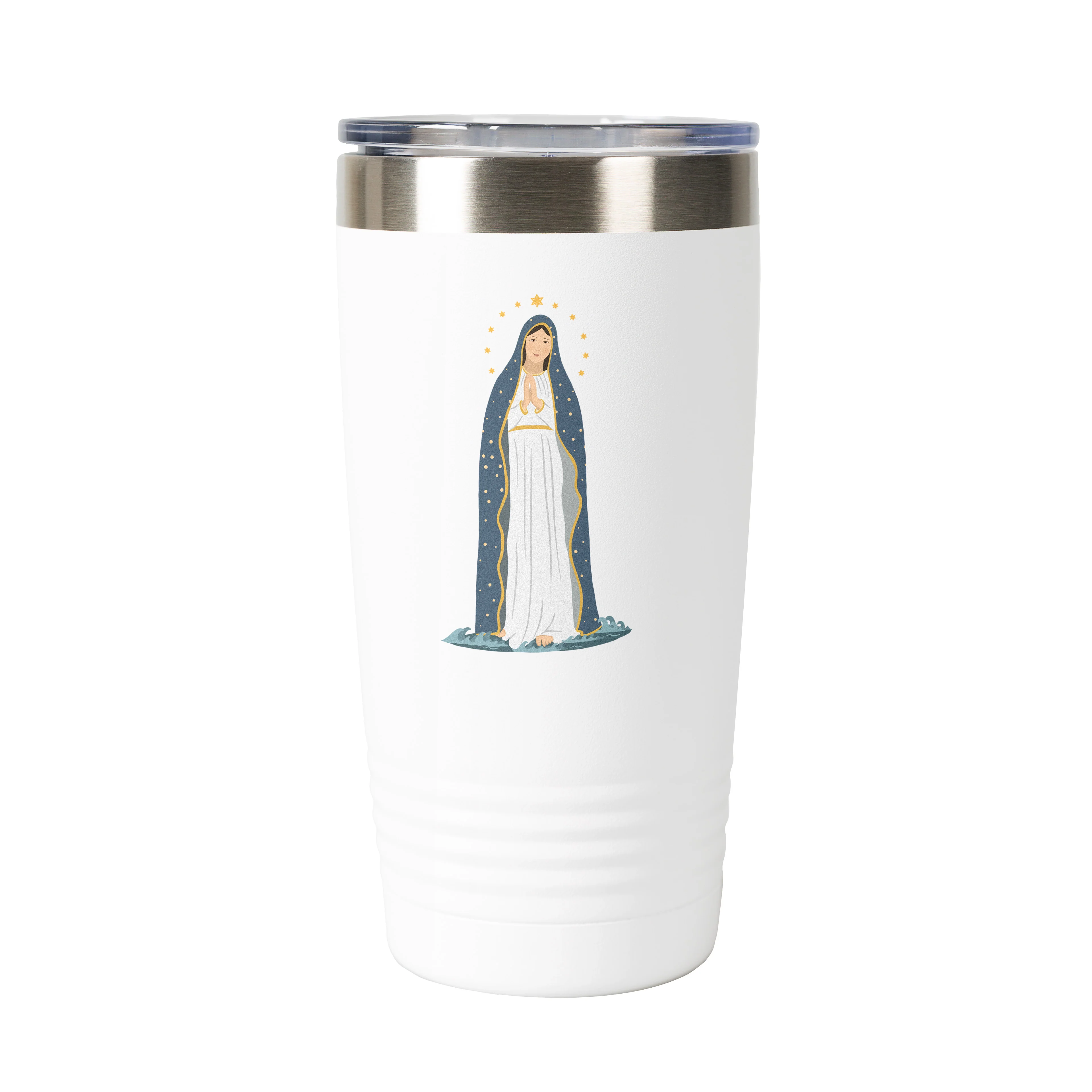 Our Lady Star of the Sea Personalized 20 oz. White Tumbler - Image 2
