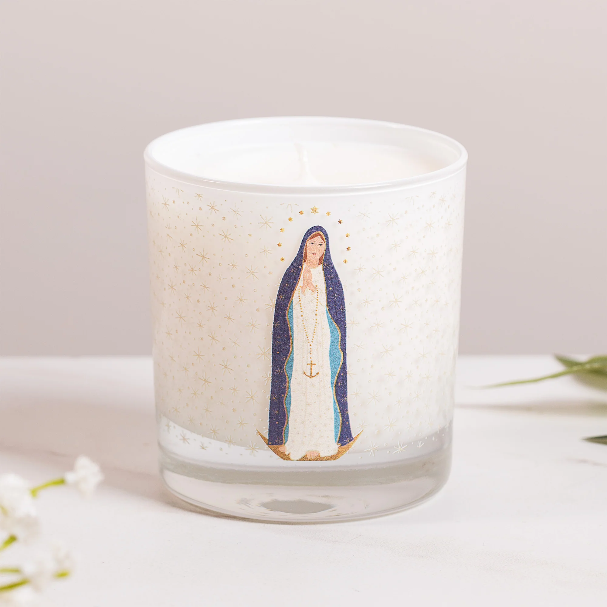 Our Lady Star of the Sea Toile Candle - Image 4