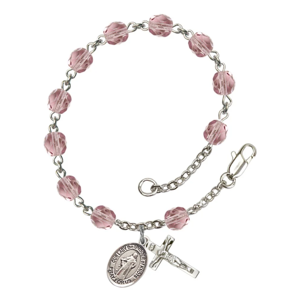 Our Lady The Undoer Of Knots 6mm light purple June Rosary Bracelet