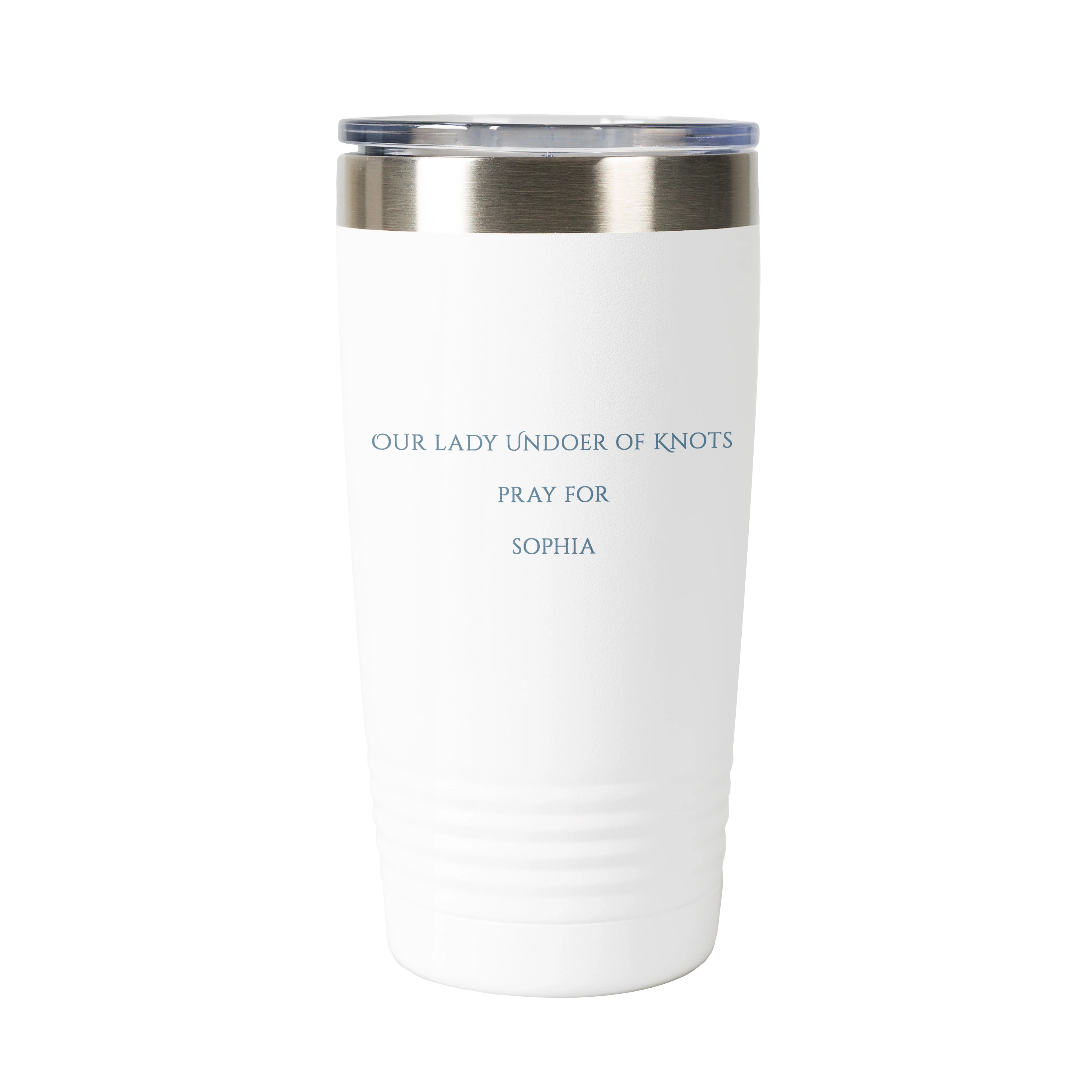 Our Lady Undoer of Knots Personalized 20 oz. White Tumbler - Image 2