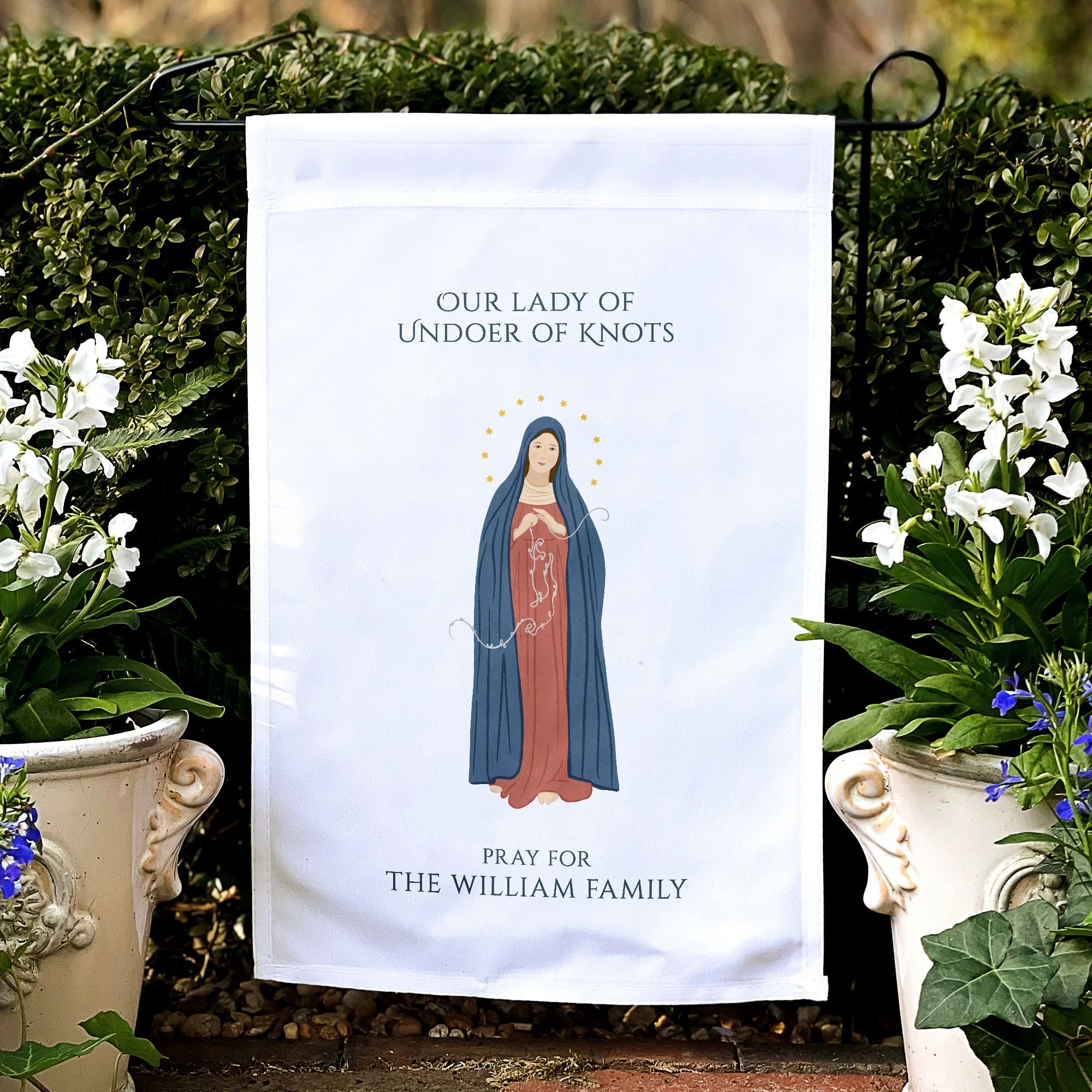 Our Lady Undoer of Knots Personalized Garden Flag