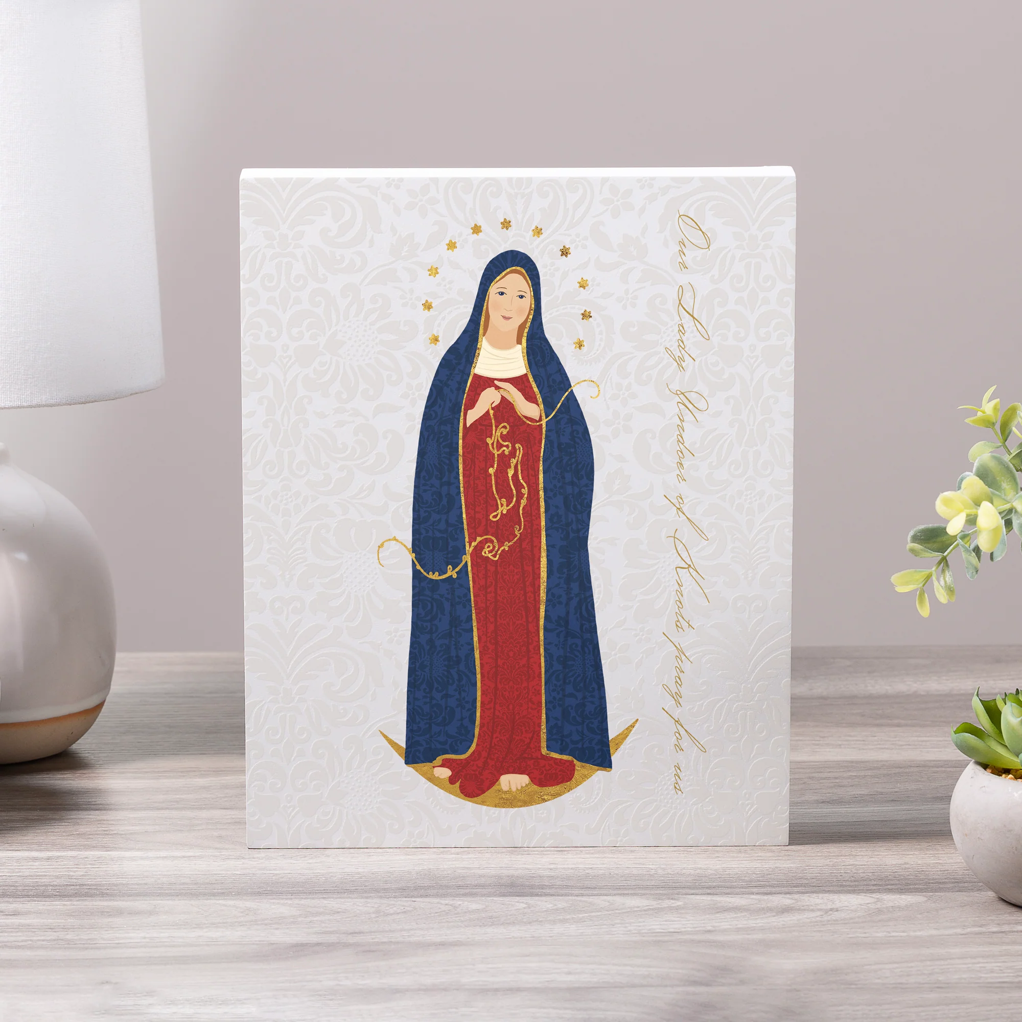 Our Lady Undoer of Knots Toile Art Plaque - 8" x 10" - Image 2