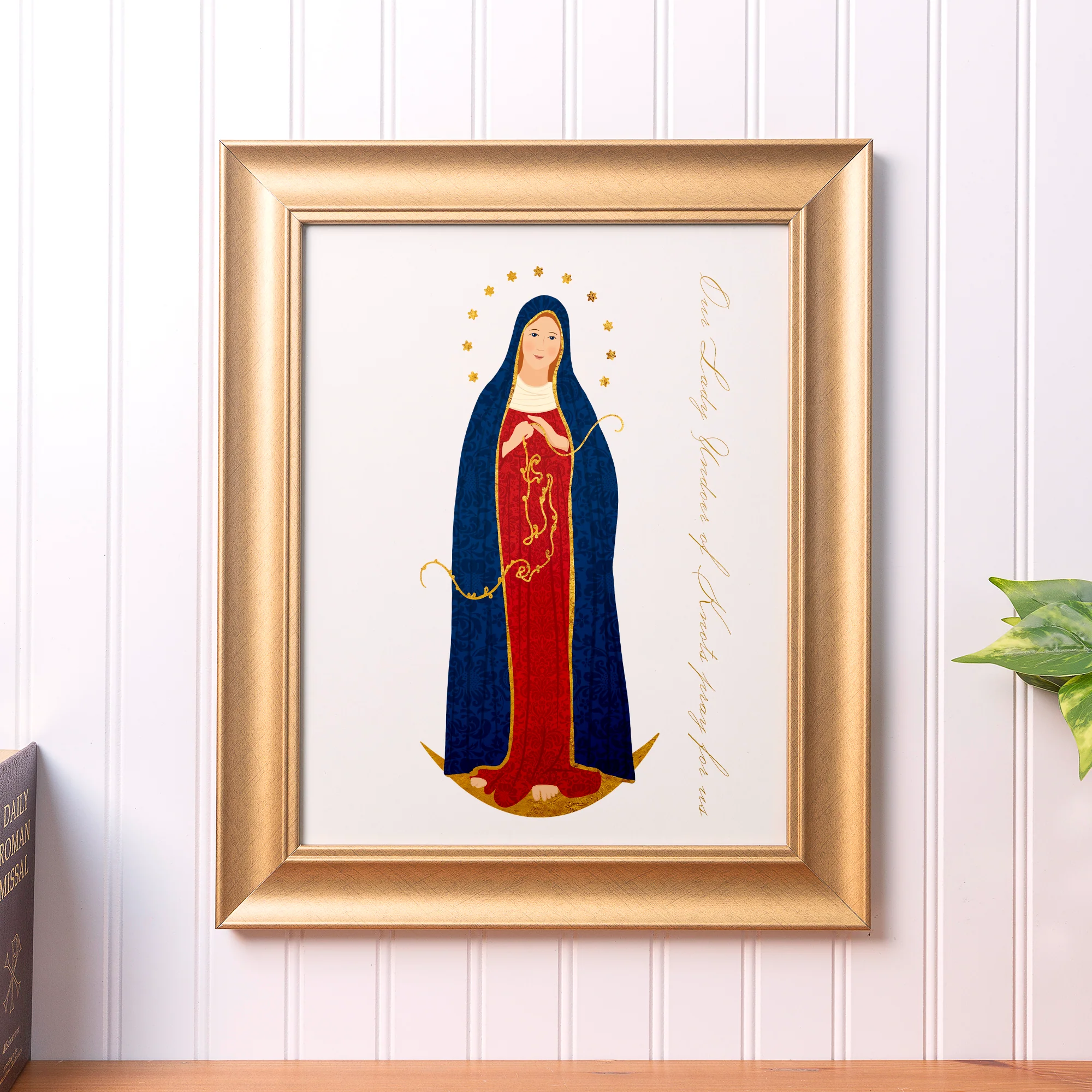Our Lady Undoer of Knots Toile Framed Art Print - 11" x 14"