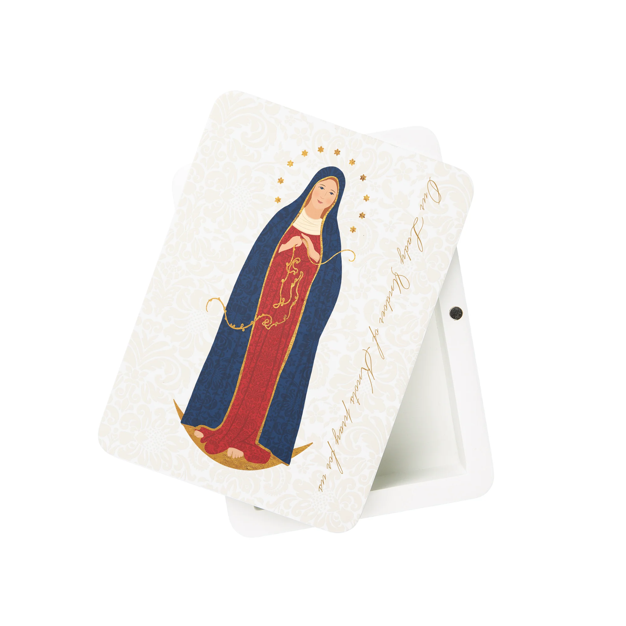 Our Lady Undoer of Knots Toile Rosary Keepsake Box - Image 2