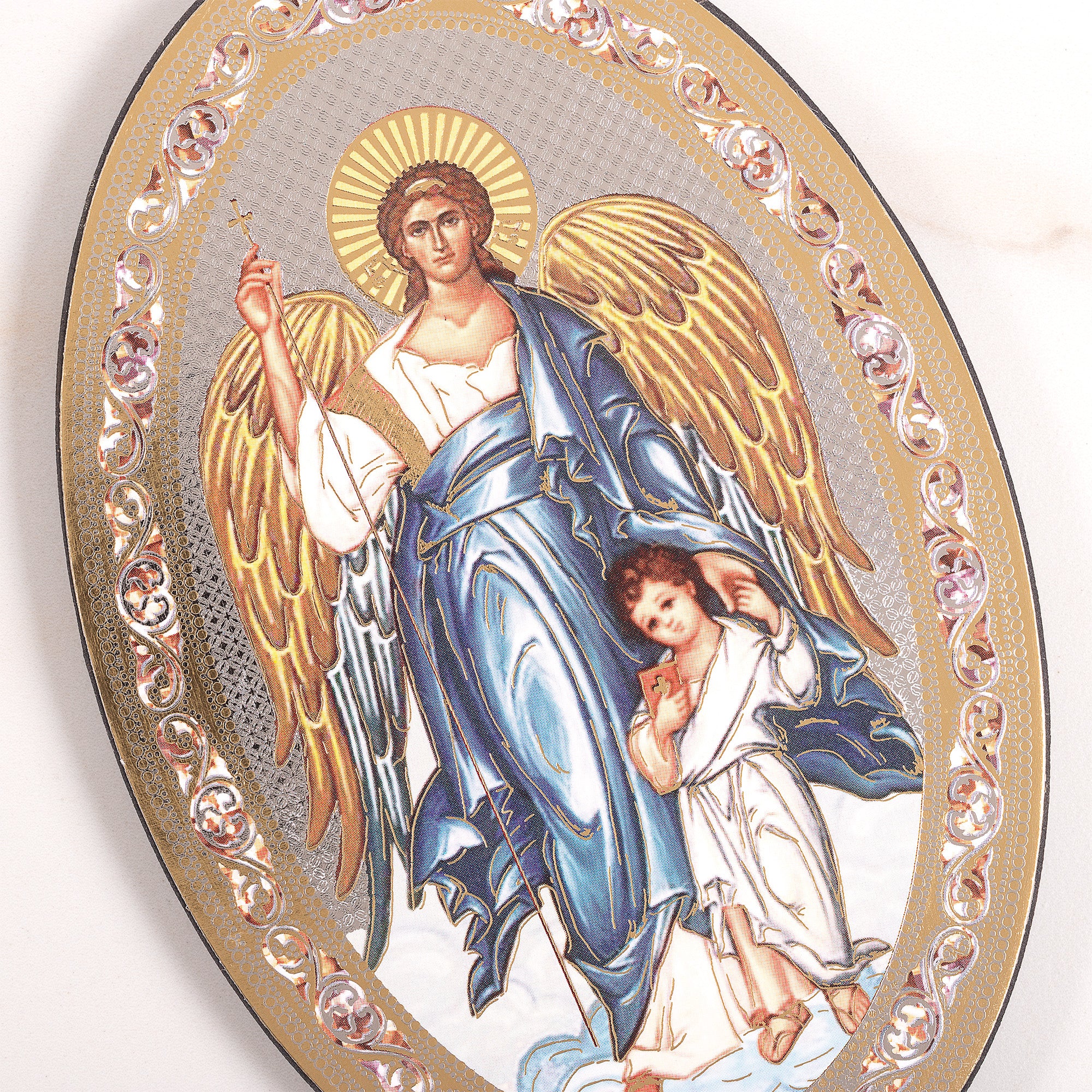Oval Guardian Angel Icon Plaque - 7" - Image 3