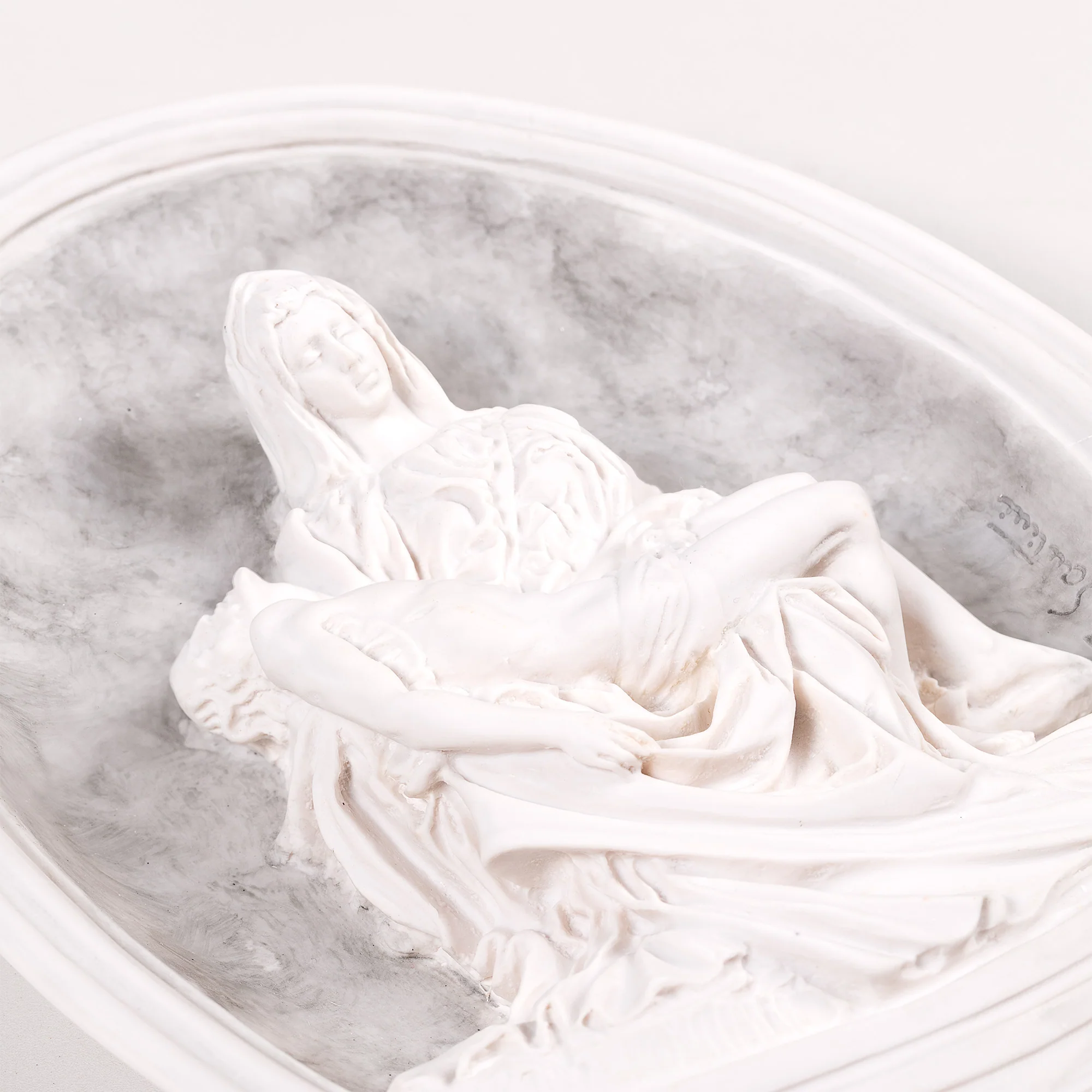 Oval Pieta Plaque with Gray Background - 10.5" - Image 2