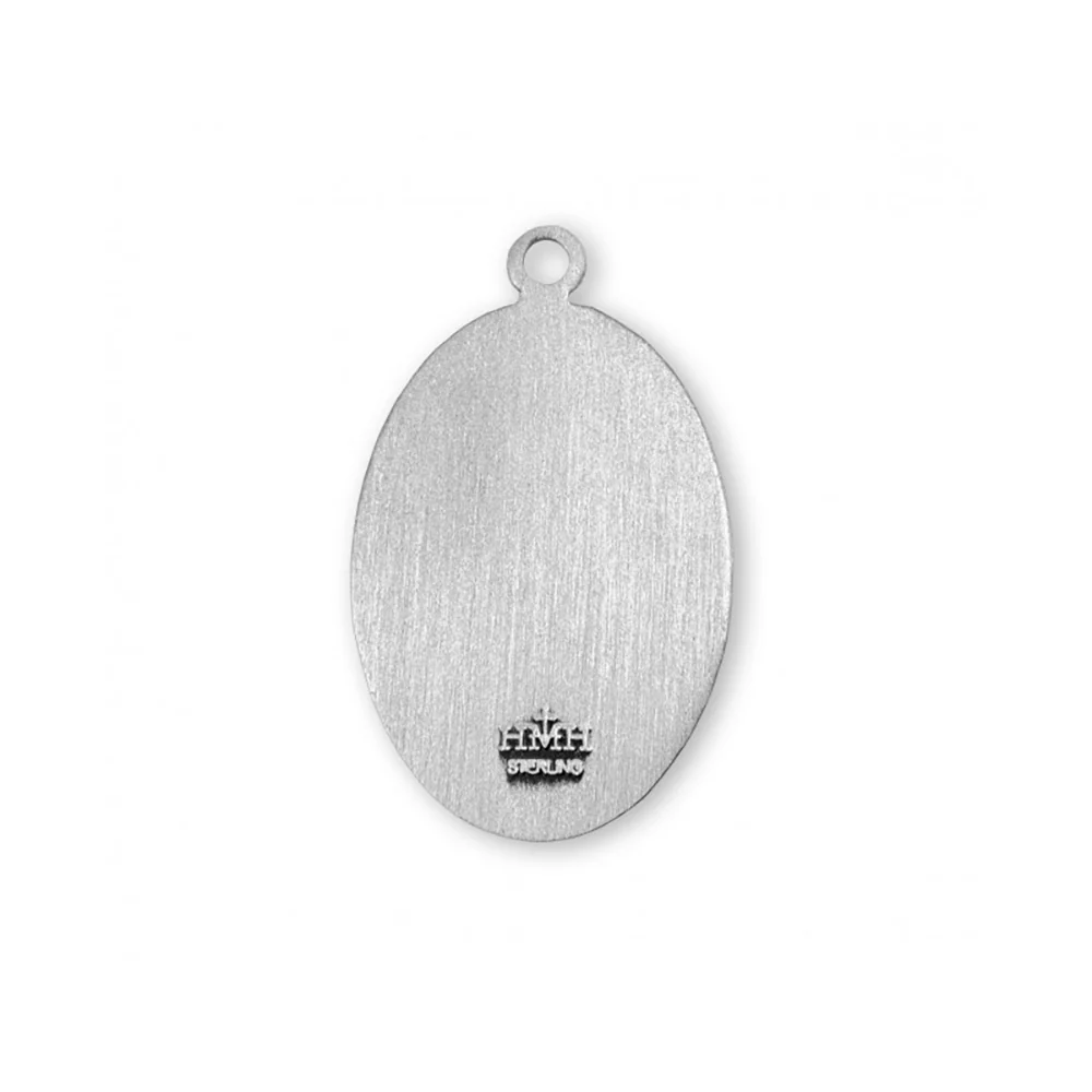 Oval St. Augustine Sterling Silver Medal Necklace - 24" - Image 4