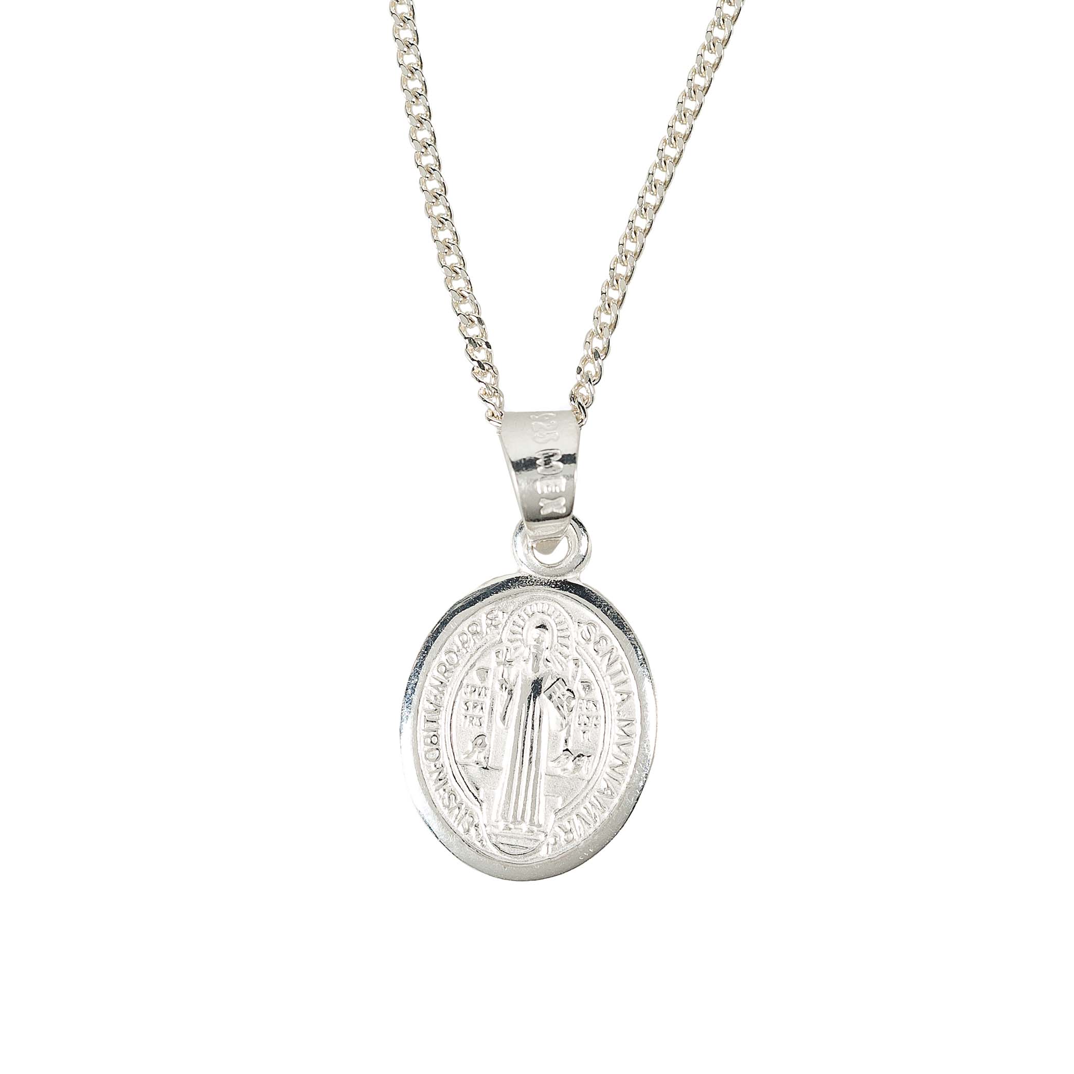 Oval Sterling St. Benedict Medal Necklace