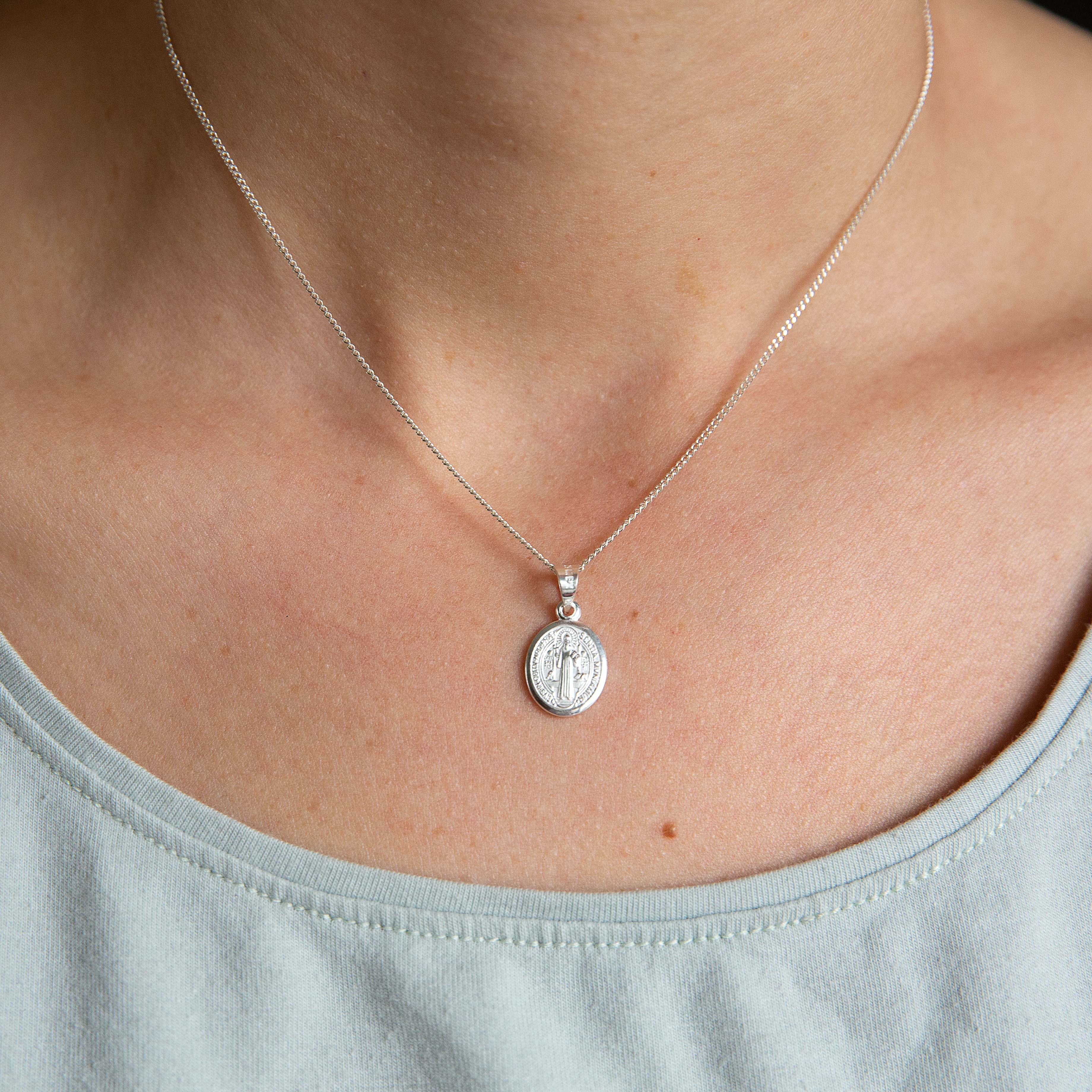 Oval Sterling St. Benedict Medal Necklace - Image 3