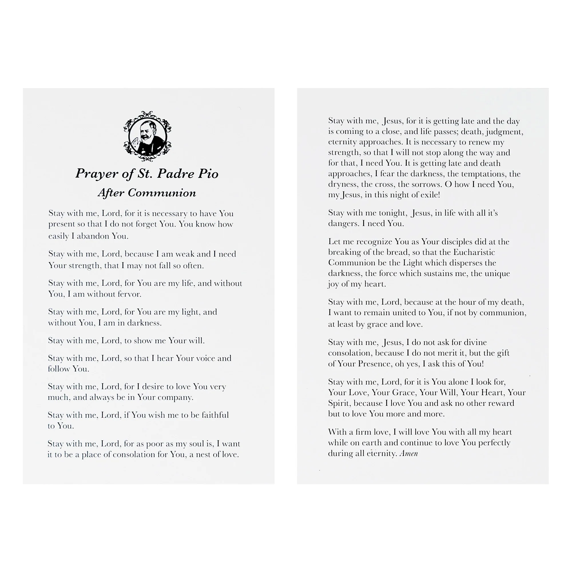 Padre Pio After Communion Prayer Card - Pack of 50 - Image 2