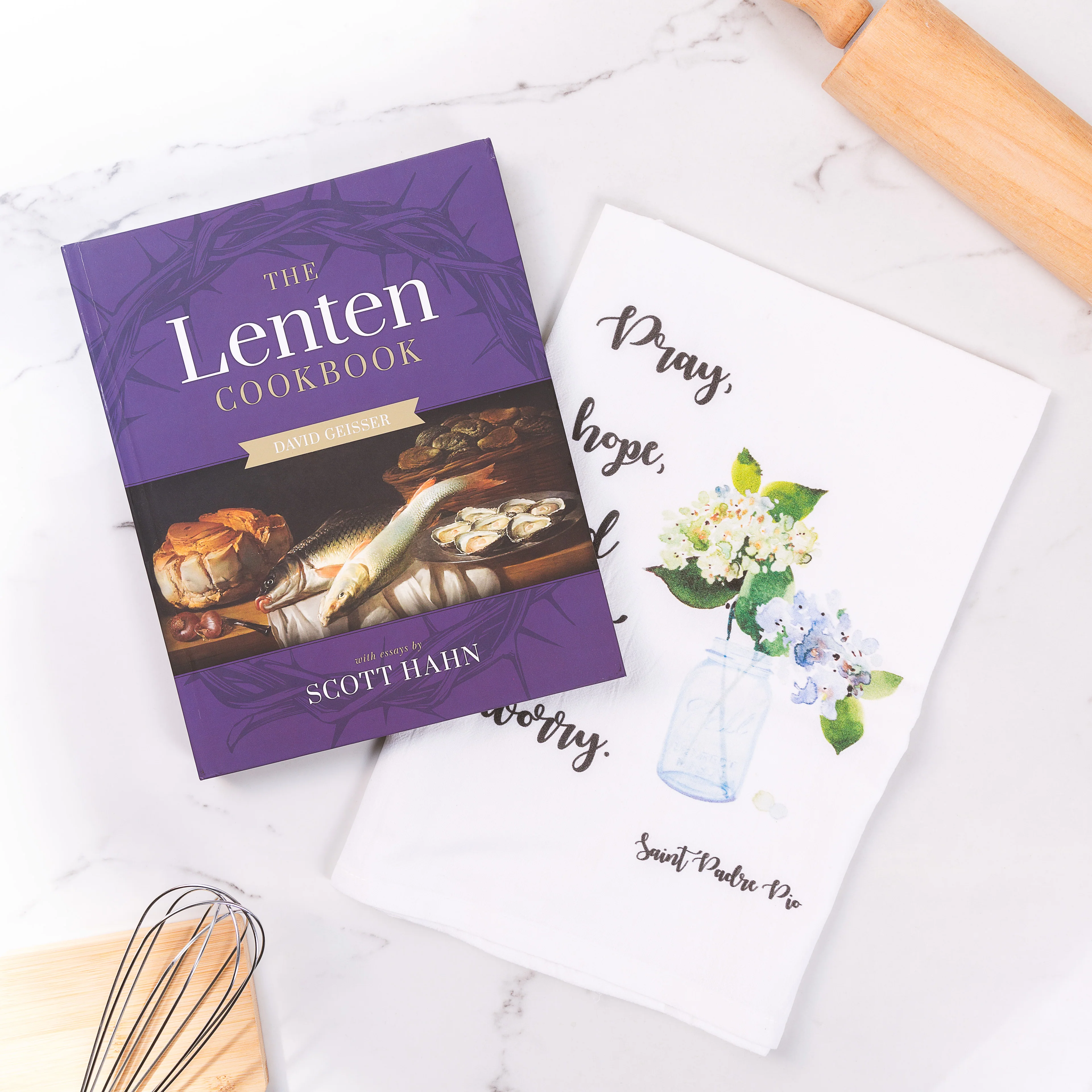 Padre Pio Kitchen Towel & Lenten Cookbook Gift Set - Image 2