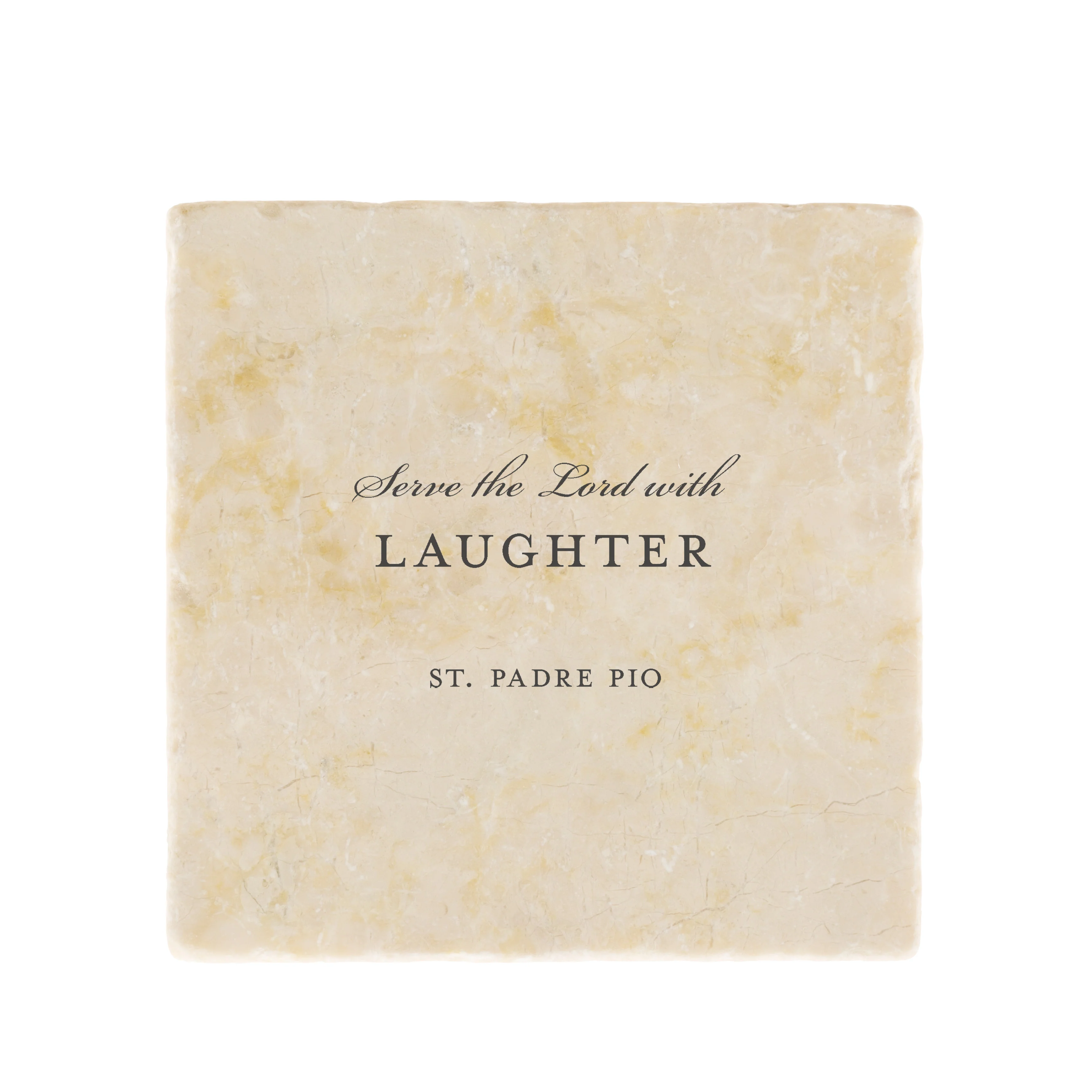 Padre Pio Laughter Tumbled Stone 6x6 - Image 2