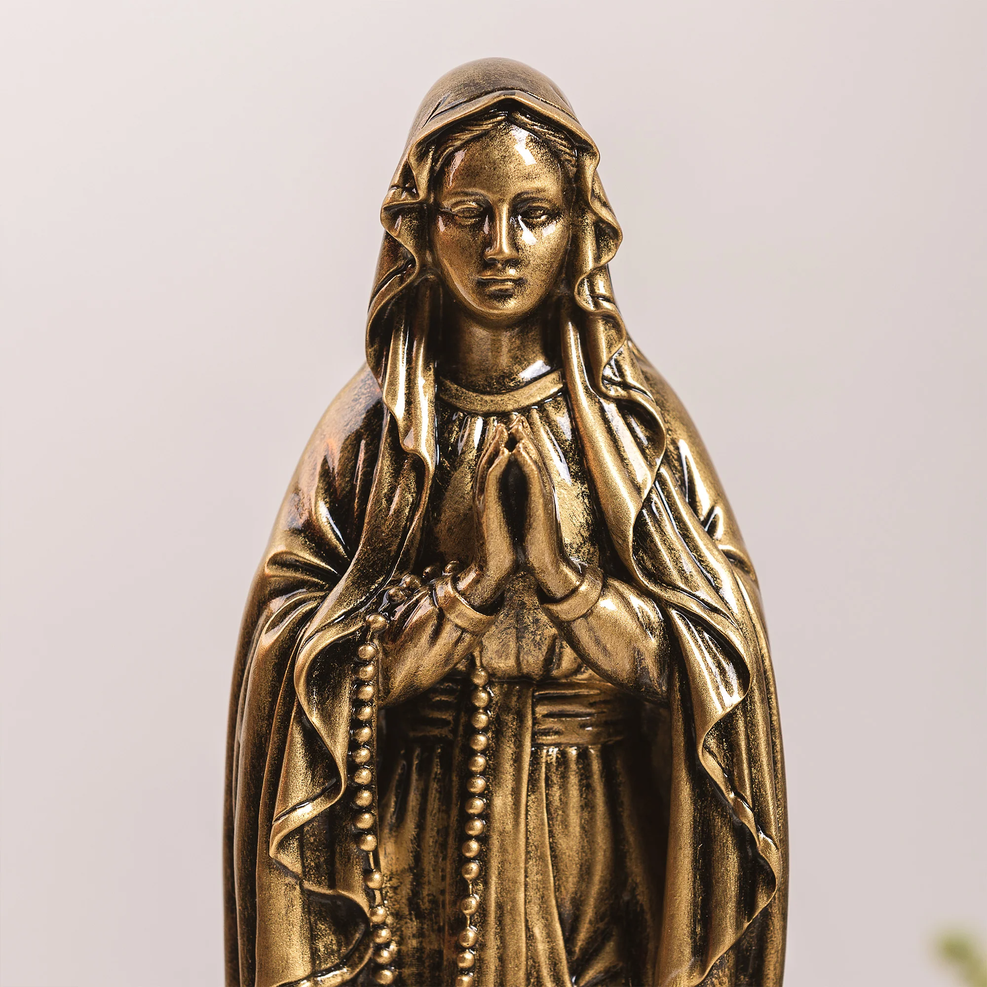 Painted Bronze Lourdes Statue with Medals - 11.8" - Image 2