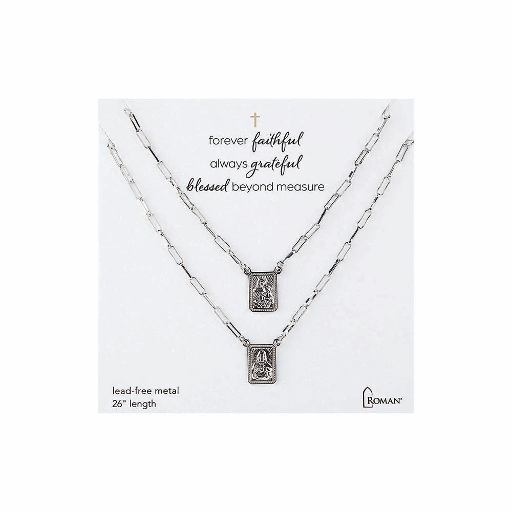 Paperclip Chain Scapular Necklace - Gold or Silver