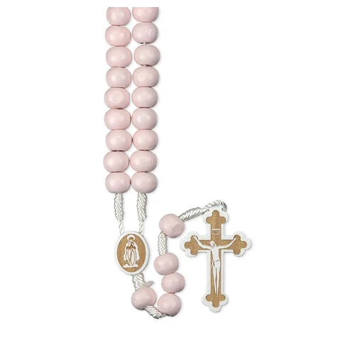 Pastel Wood Child’s Rosary – Pink or Blue