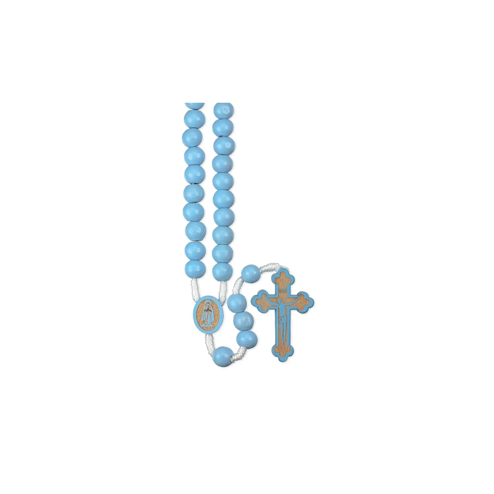 Pastel Wood Child’s Rosary – Pink or Blue - Image 2