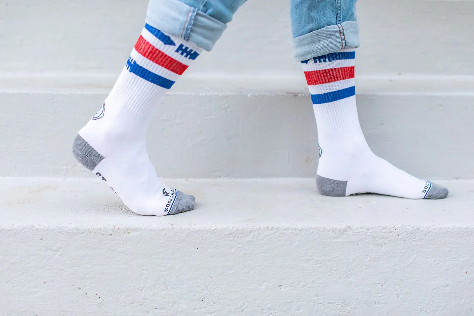 Patron of Athletes Striped Adult Crew Socks - Image 3