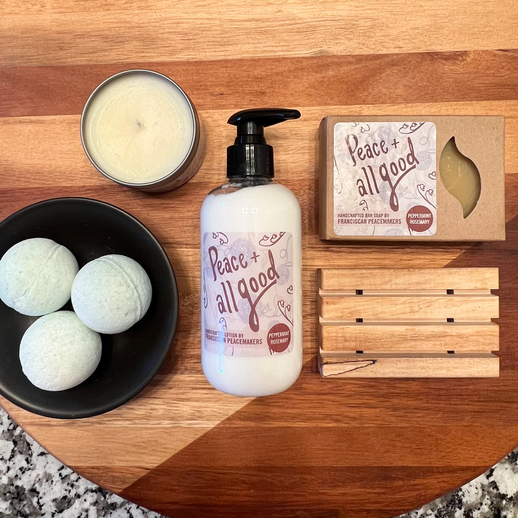 Peace & All Good Gift Set - Peppermint Rosemary + Pinecone Candle - Image 2