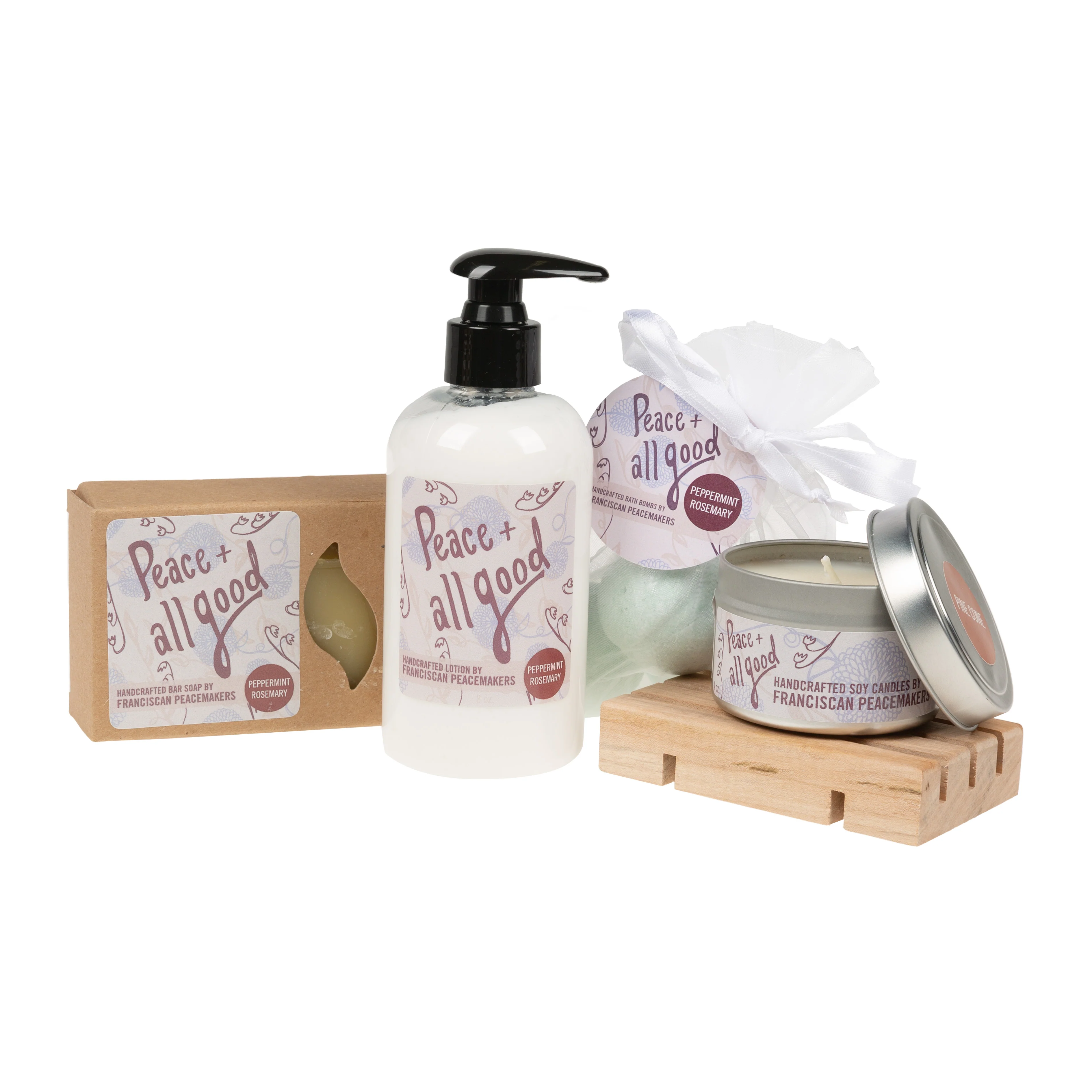 Peace & All Good Gift Set - Peppermint Rosemary + Pinecone Candle - Image 3