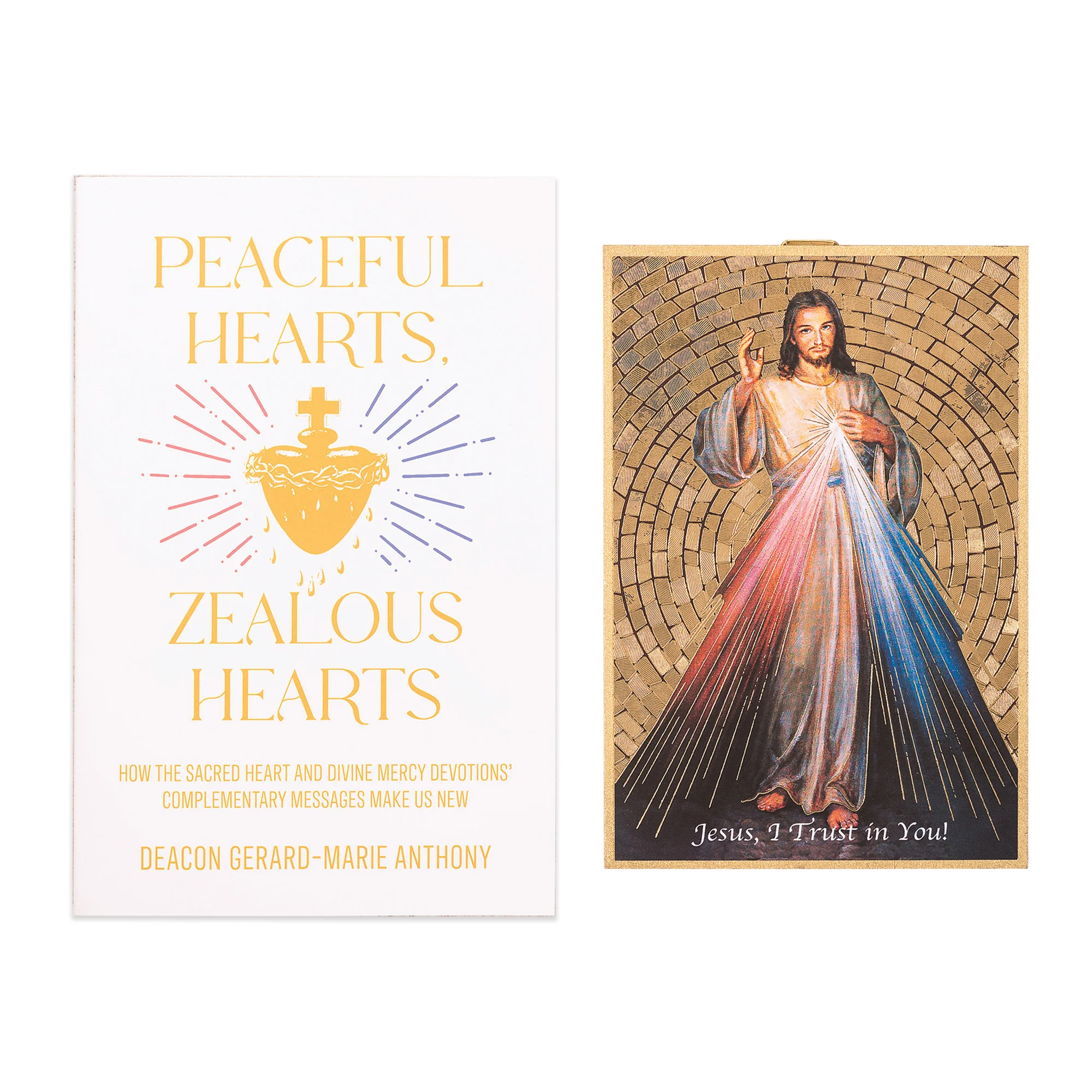 Peaceful Hearts, Zealous Hearts & Divine Mercy Gold Foil Mosaic Plaque (Gift Set) - Image 2