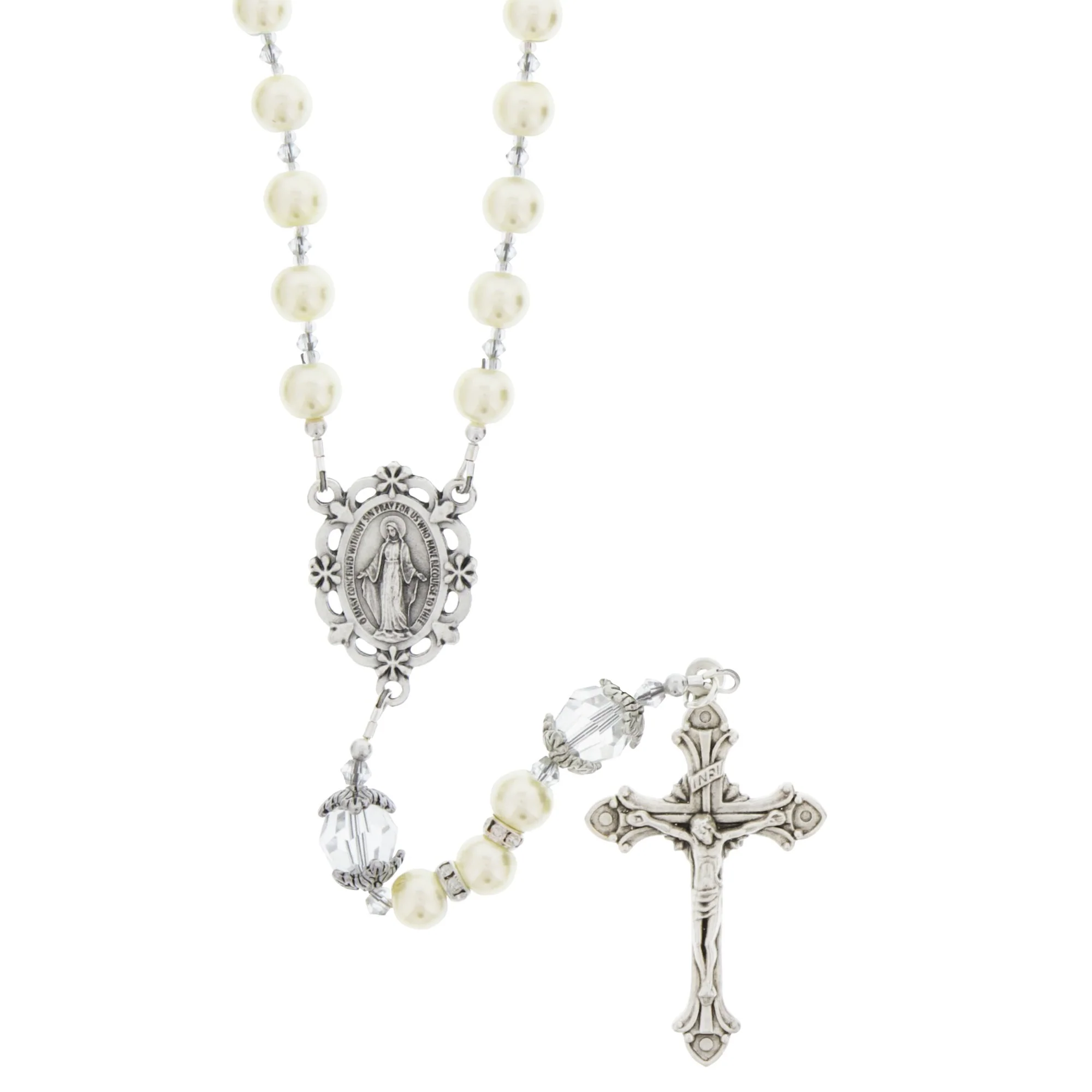 Pearl and Crystal Wedding Rosary - Image 2