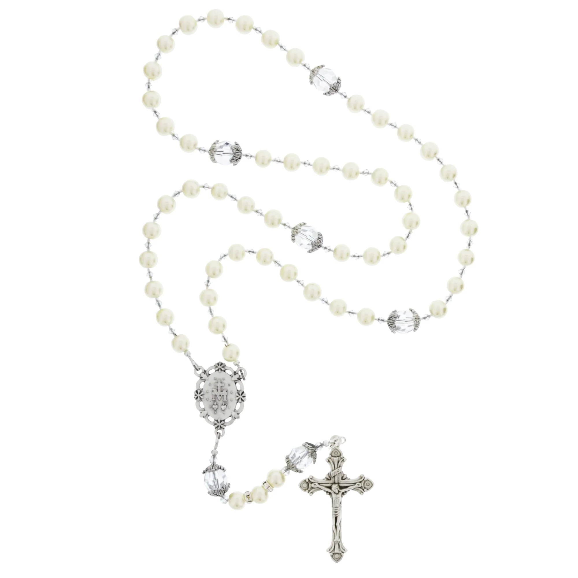 Pearl and Crystal Wedding Rosary - Image 3