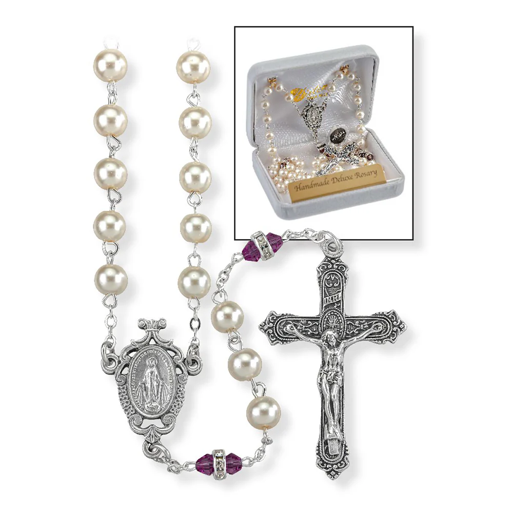 Pearl & Crystal Birthstone Rosary