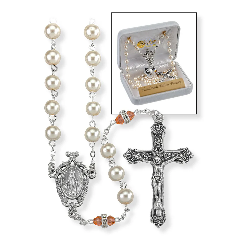 Pearl & Crystal Birthstone Rosary - Image 10