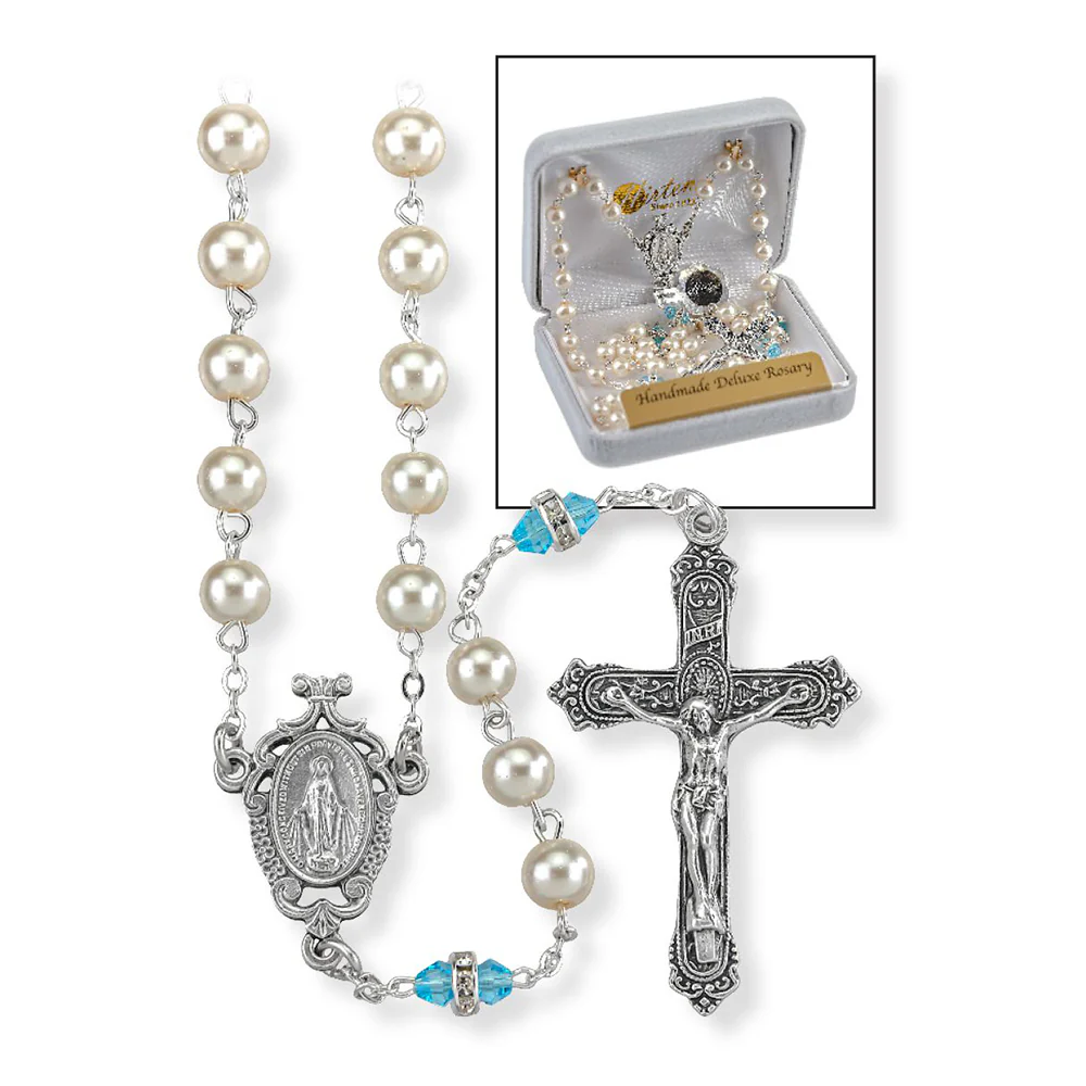 Pearl & Crystal Birthstone Rosary - Image 2
