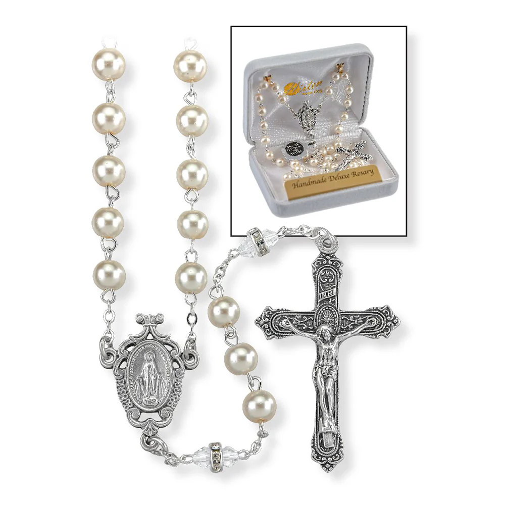 Pearl & Crystal Birthstone Rosary - Image 3