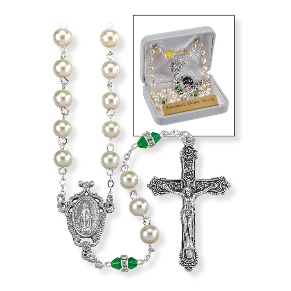 Pearl & Crystal Birthstone Rosary - Image 4