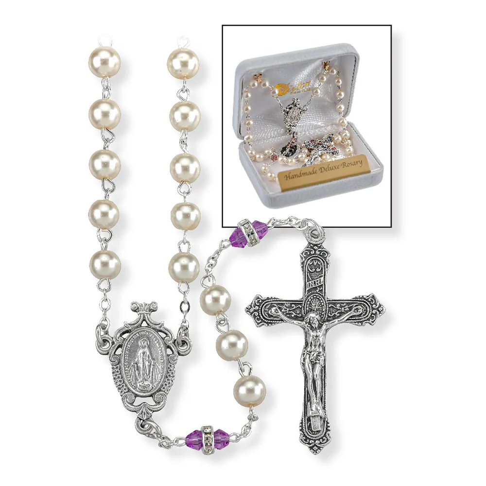 Pearl & Crystal Birthstone Rosary - Image 5